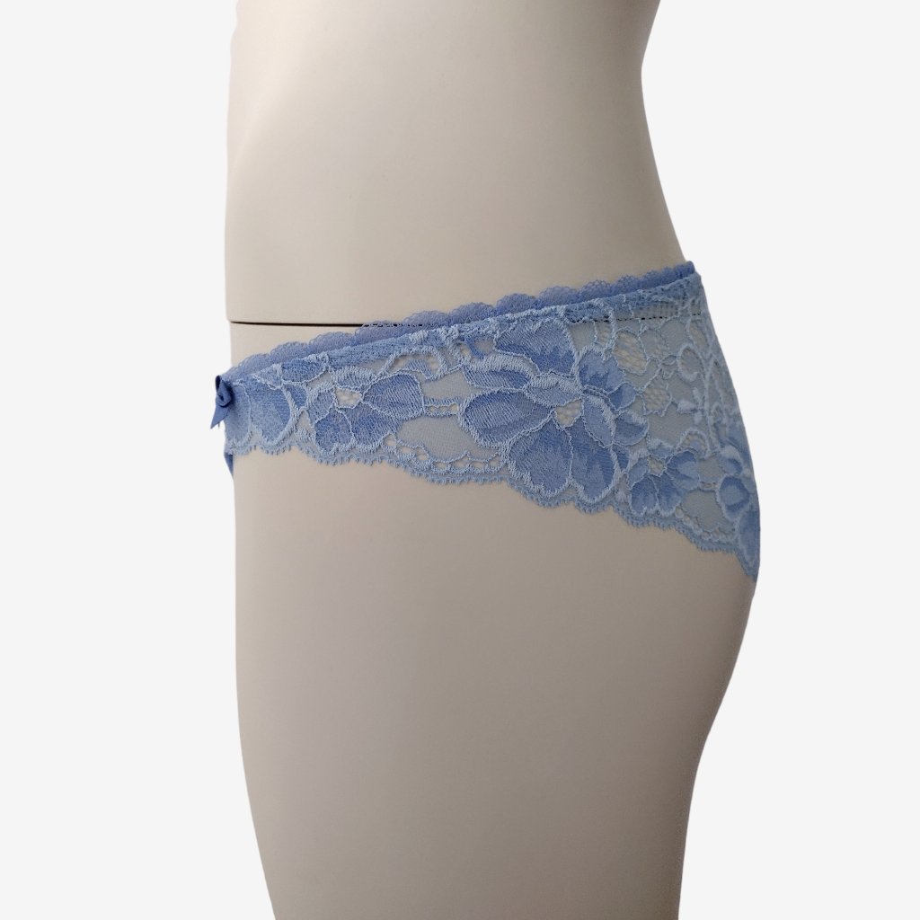 Adore Me Blue Sheer Matte Satin And Floral Lace Cheeky Panty Size S — image 5 of 8